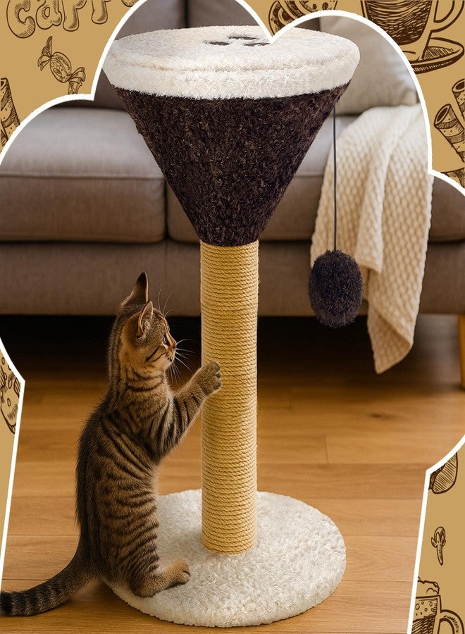 Sosation Espresso Martini Cat Scratcher 19.7" H Cat Scratching Post Scratcher with Dangling Ball for Indoor Cats Scratching Post for Kittens and Medium Large Cats - Image 5